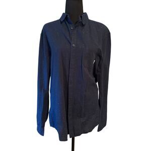 BERSHKA Navy Button Down Cotton Shirt Size Large